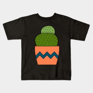 Cute Cactus Design #197: Round Cactus In Pot Kids T-Shirt